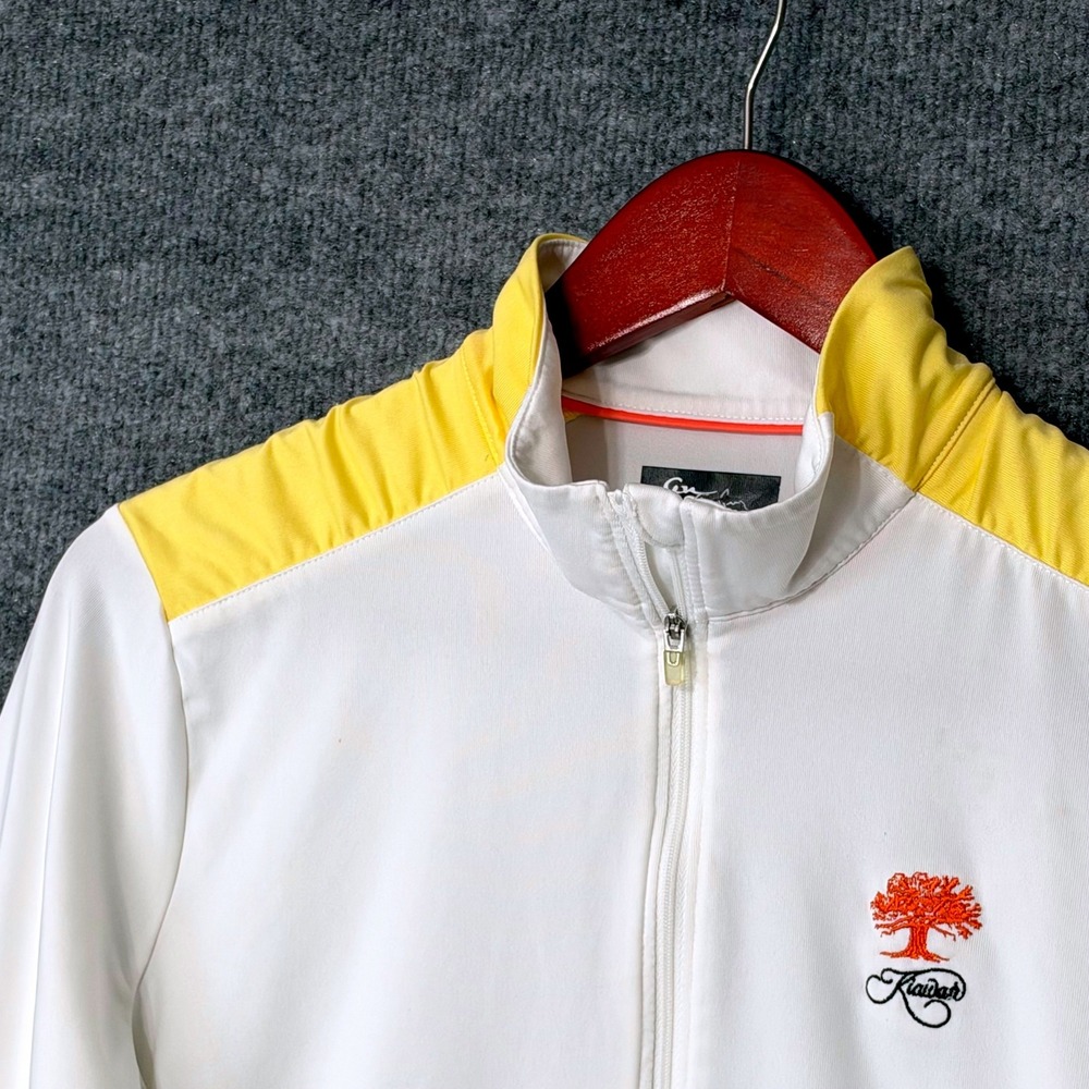 Greg Norman Kiawah Island Golf Play Dry Womens Large White Yellow Quarter Zip